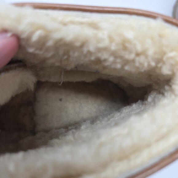 Vtg Timberland Womens 6.5 USA Brown Leather ankle Boots Sherpa Oil Resistant - Picture 5 of 10